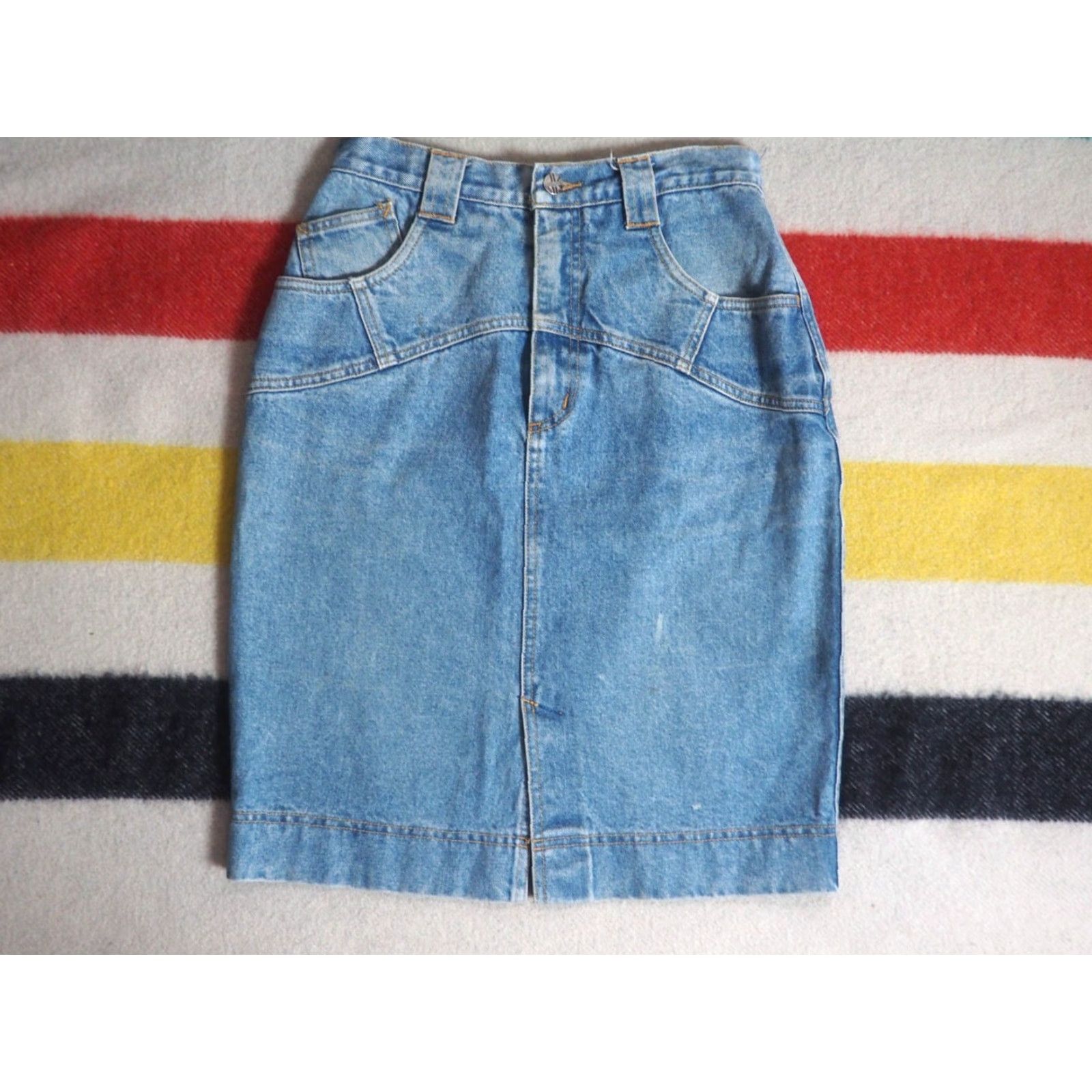 Krizia VINTAGE Krizia Denim Glam Y2k Tiger 27W Skirt Womens 8 80s 90s Blue Blue Denim Glam Rock 27W Women’s 8 Size 27" / US 4 / IT 40 - 2 Thumbnail