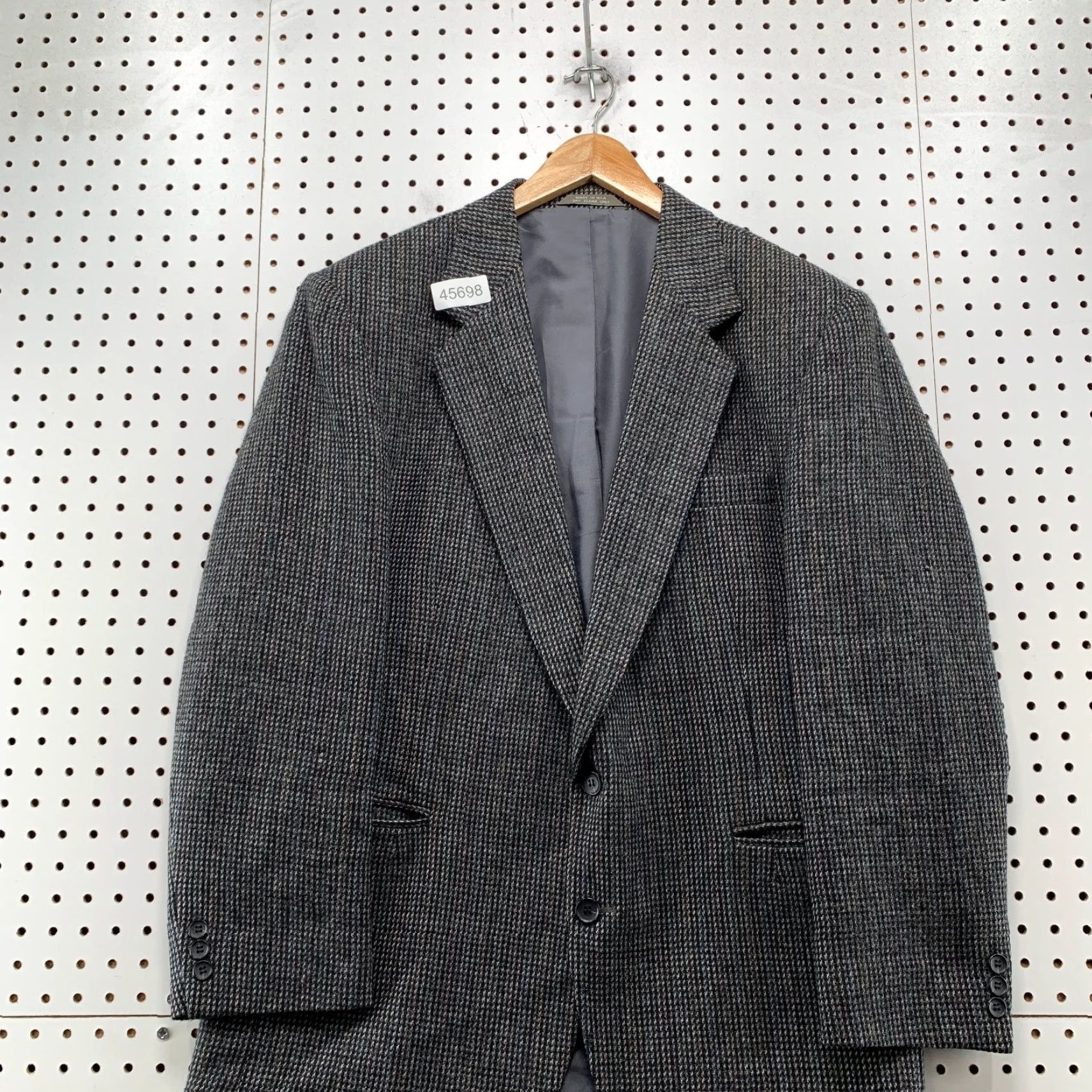 Haggar VINTAGE Haggar Wool Tweed Blazer Mens 44 Gray Business Two Button 100% Pure Wool Size 44R - 2 Thumbnail