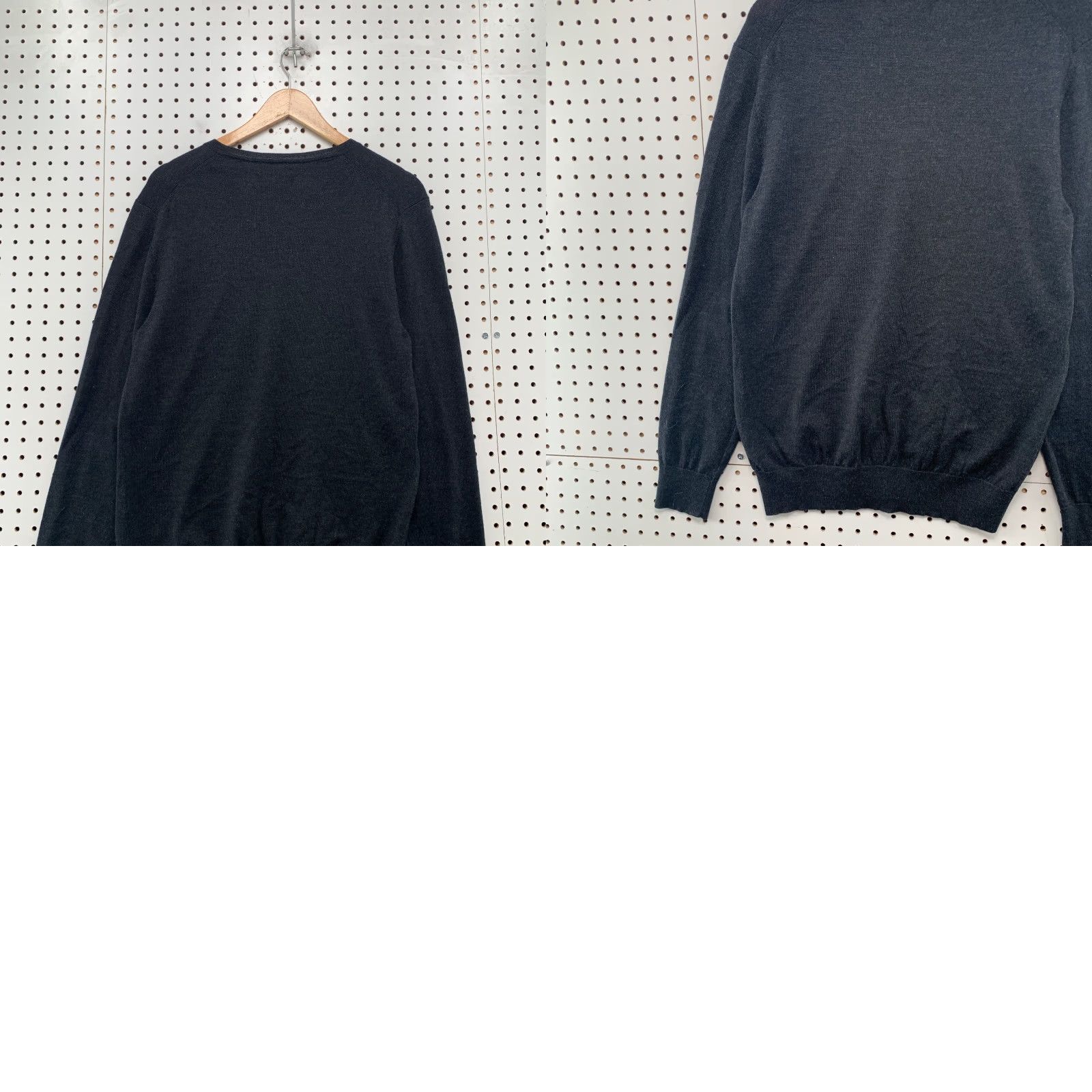 Charles Tyrwhitt Charles Tyrwhitt Sweater Mens Medium Black V-Neck 100% Merino Wool Pullover Knit Wool Slim Fit Casual Regular Mens Size US M / EU 48-50 / 2 - 9 Thumbnail