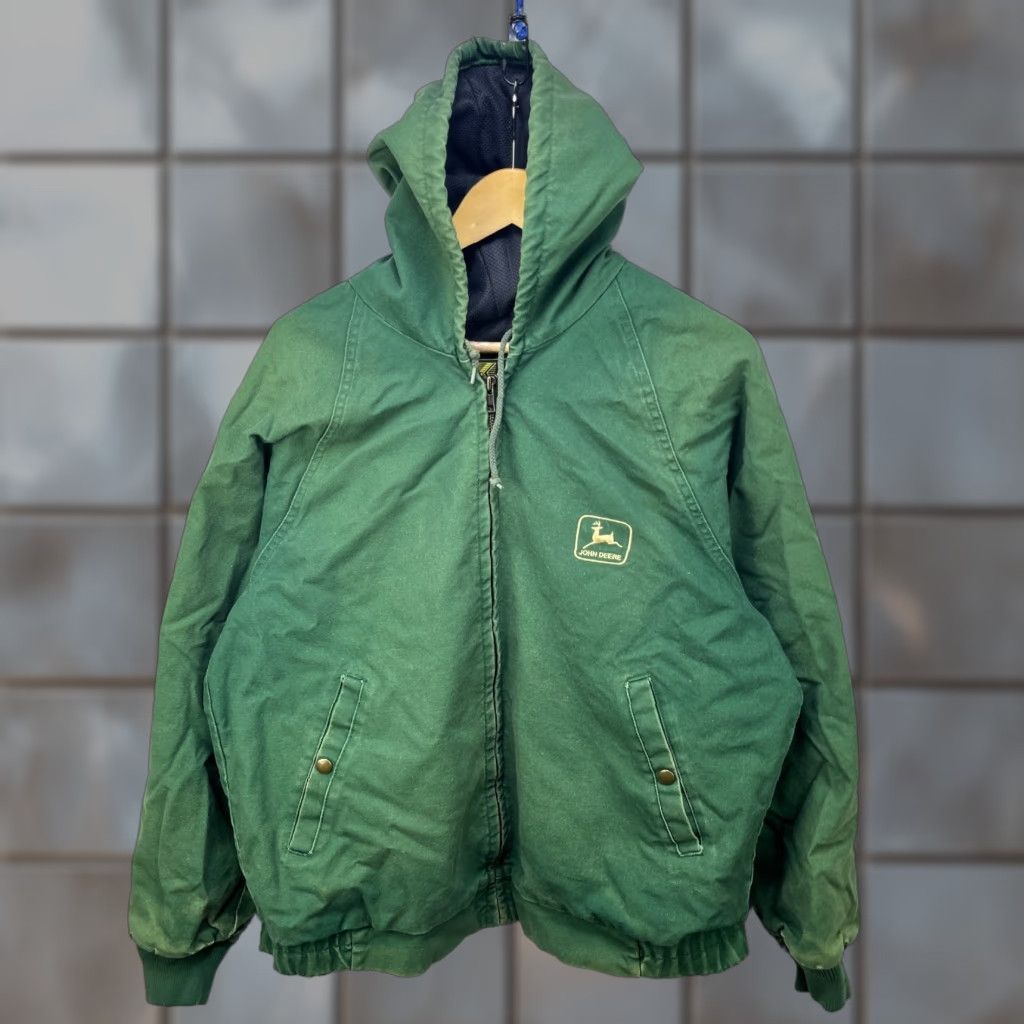John Deere Vintage John Deere Jacket Bomber Jacket Men L Green Cotton Blend Hooded Thermal Zip-Up Size US L / EU 52-54 / 3 - 1 Thumbnail