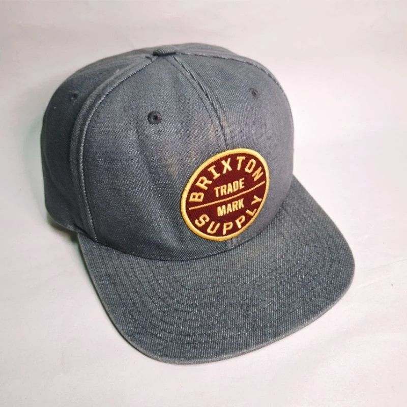 Brixton × Vintage Brixton Supply Black Snapback Cap – Embroidered Patch, Mesh Size ONE SIZE - 3 Thumbnail