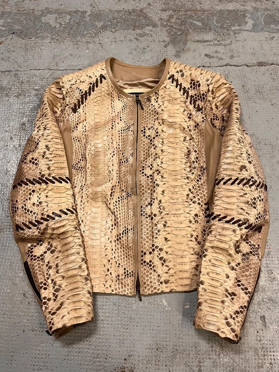 Vintage 2000s Plein Sud Beige Python Leather Jacket Size M / US 6-8 / IT 42-44 - 4 Thumbnail