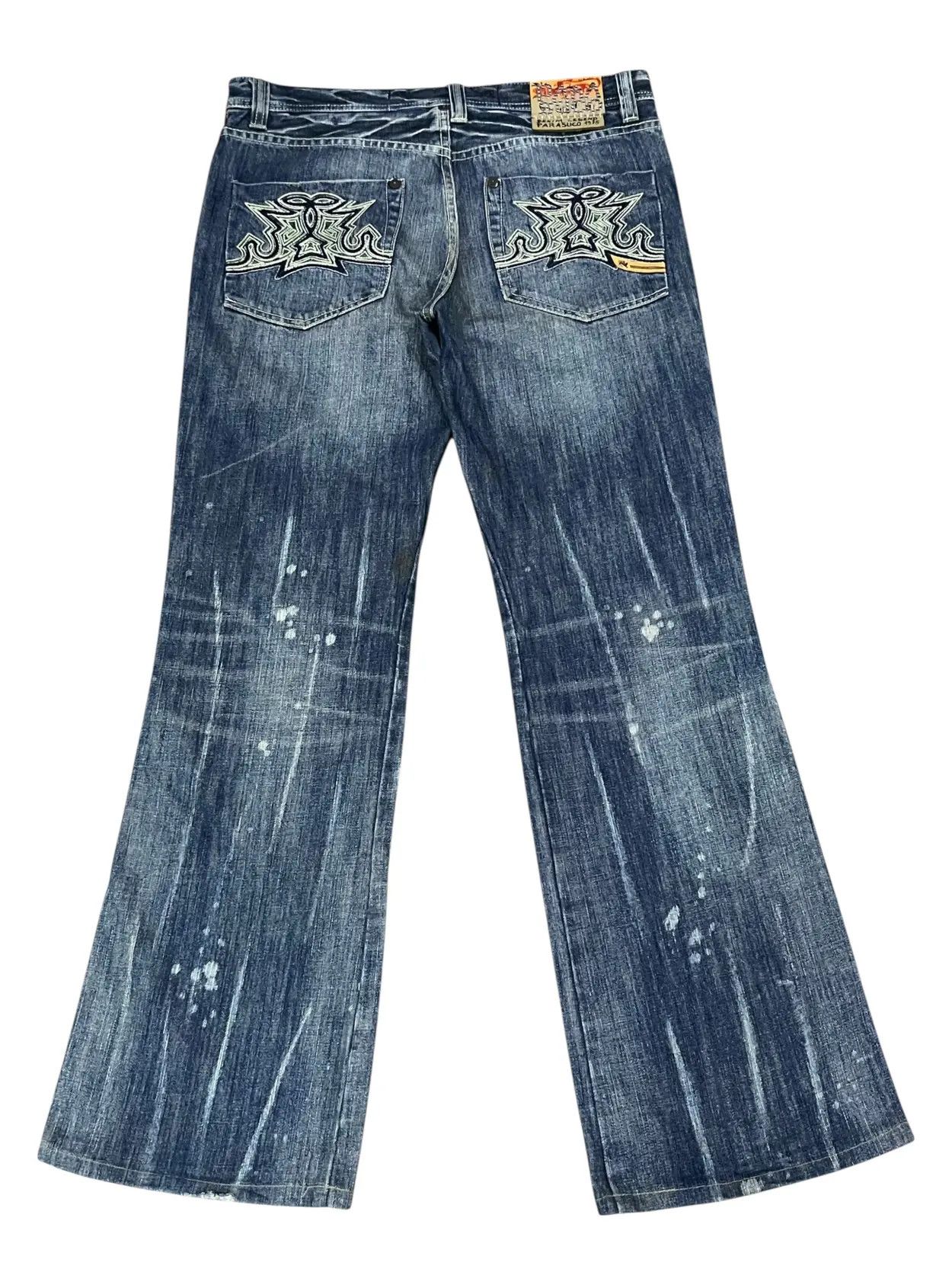 Parasuco PUNK FLARE🔥PARASUCO DENIM LEGEND Distressed Tribal Jeans💥 Size US 33 - 9 Thumbnail