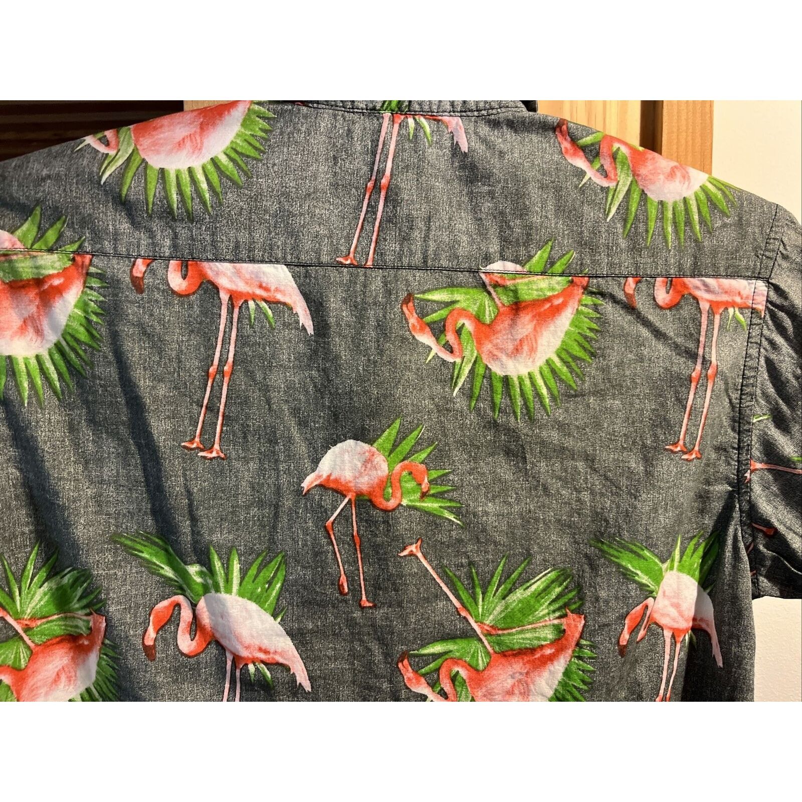 Ocean Current Ocean Current Men’s S Gray Flamingo SS Cotton Hawaiian Shirt Size US S / EU 44-46 / 1 - 13 Thumbnail