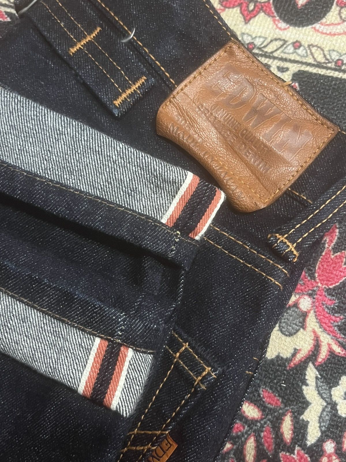 Edwin Edwin Made in Japan Raw Indigo Buckle Back Selvedge Jeans Size US 27 - 14 Thumbnail