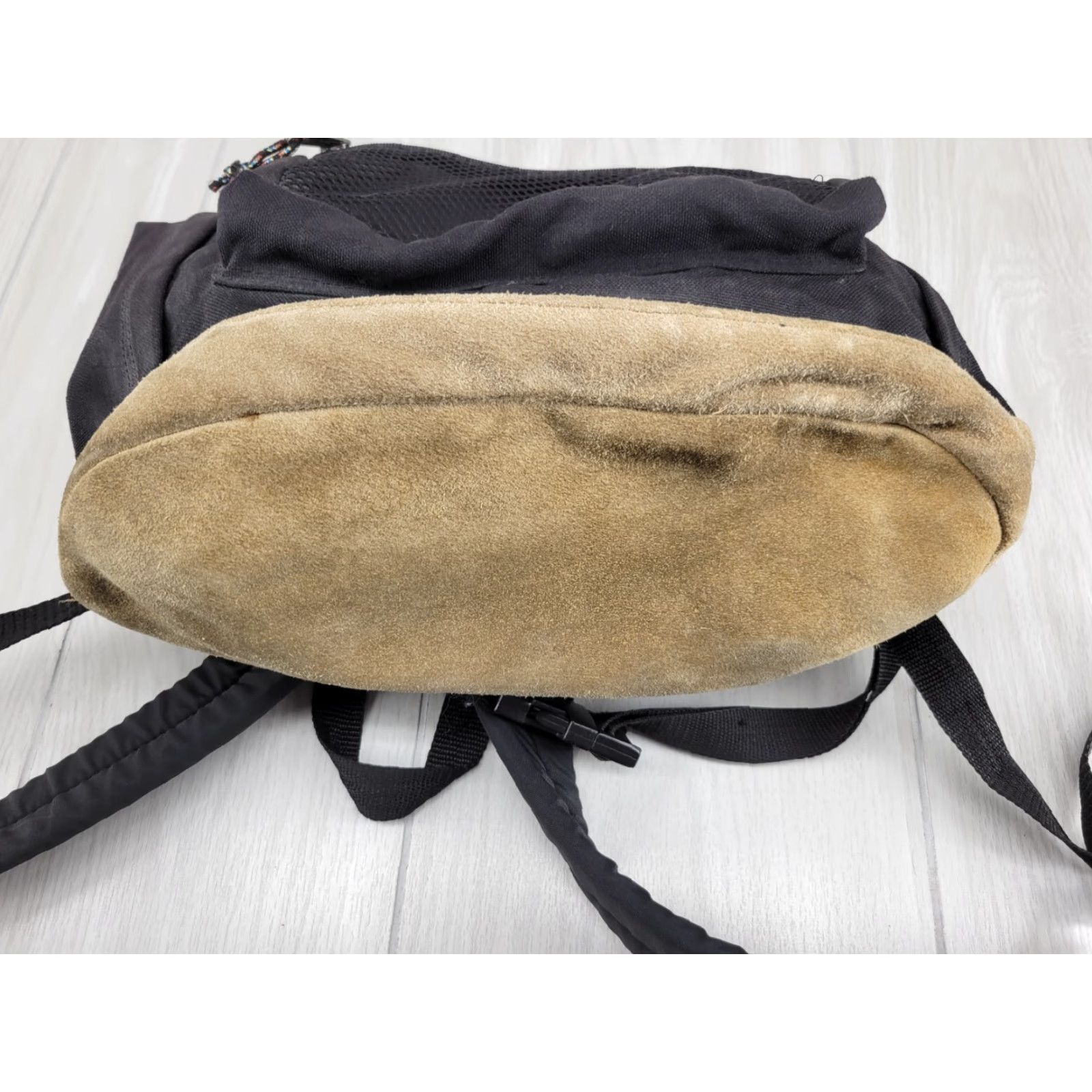 Spalding VINTAGE Spalding Backpack 90s Leather Bottom Black Canvas Medium Unisex Adults Bag Bag School Backpack Mens Womens Size US 31 - 7 Thumbnail