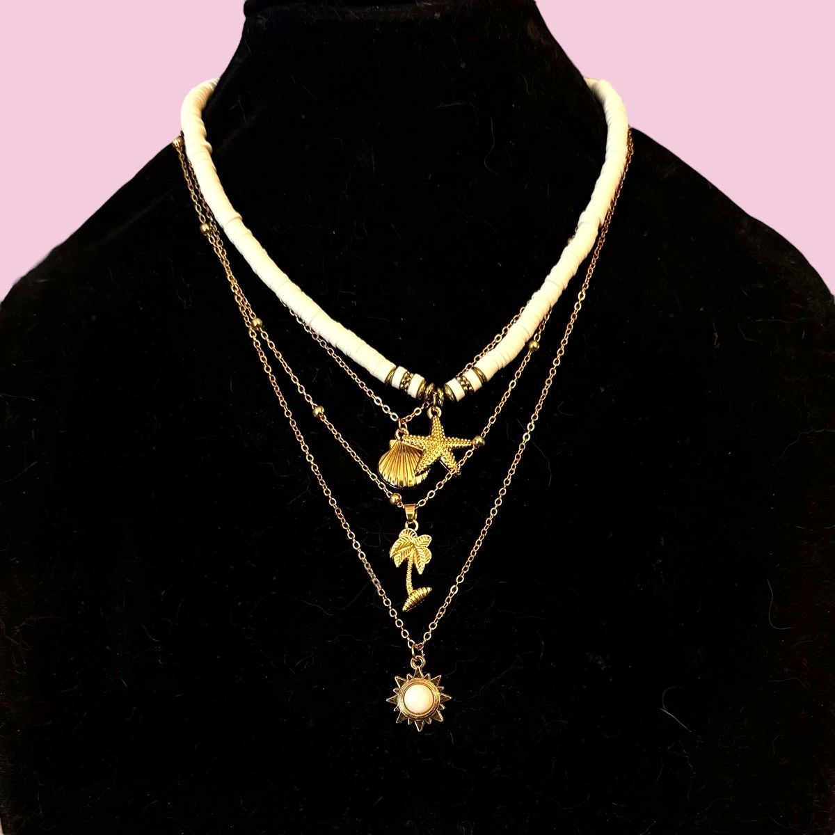 Other Layered multi chain gold tone beach them pendants necklace Size ONE SIZE - 1 Thumbnail