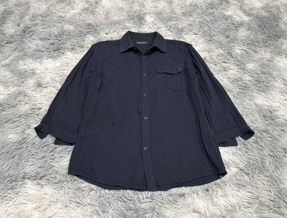 Tornado Mart 🔥Sick Y2K Tornado Mart Asymmetric Patchwork Linen Shirt Size US M / EU 48-50 / 2 - 2 Thumbnail