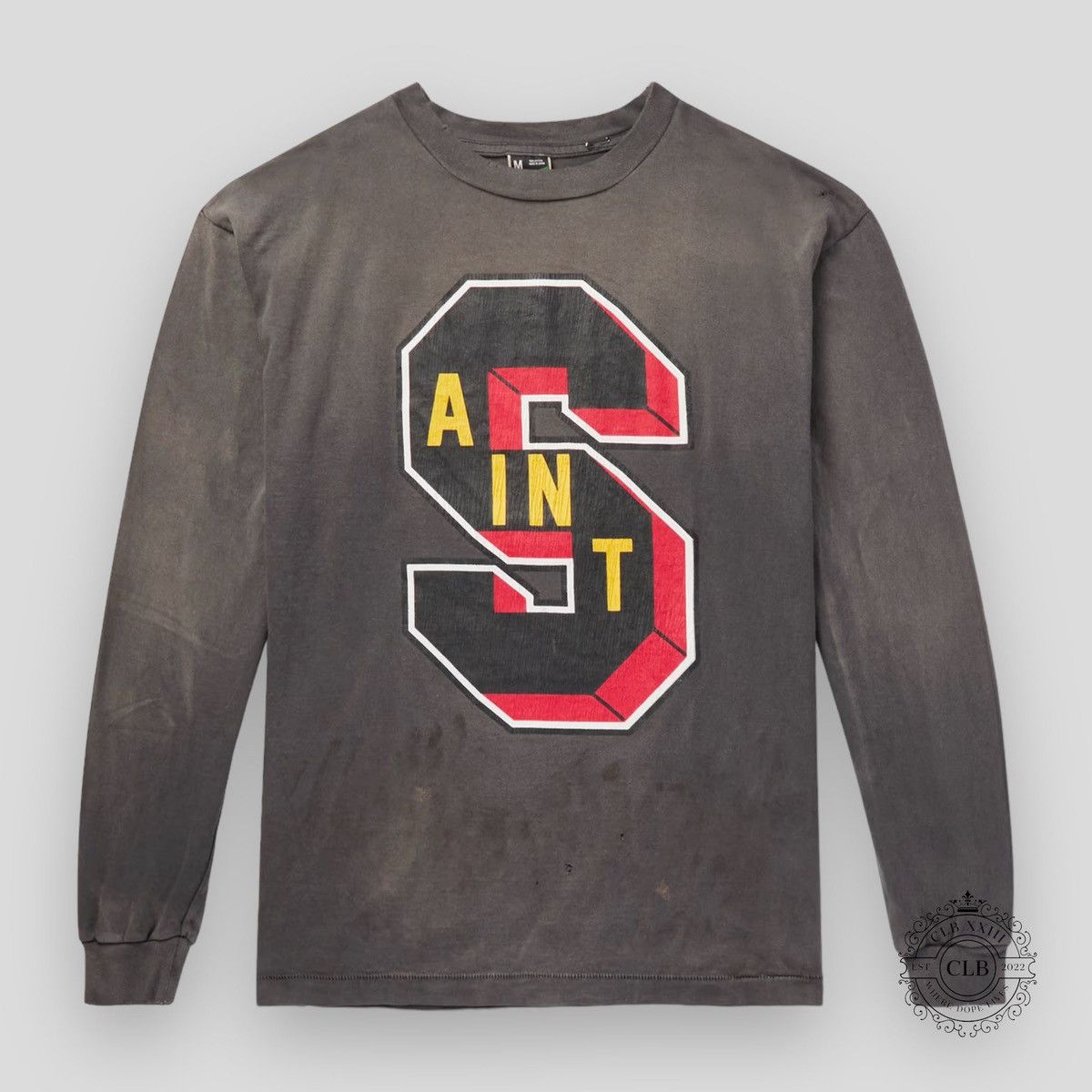 image of Saint Michaels X Denim Tears Long Sleeve Saint T-Shirt in Grey, Men's (Size XL)