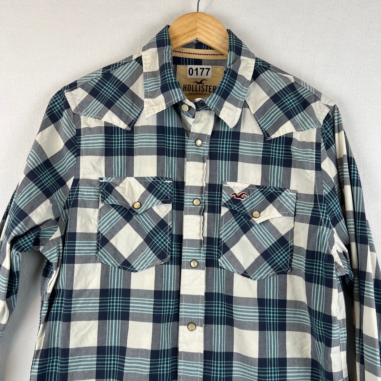 Hollister Hollister Western Shirt Mens M Blue White Plaid Pearl Snap Size US M / EU 48-50 / 2 - 7 Thumbnail