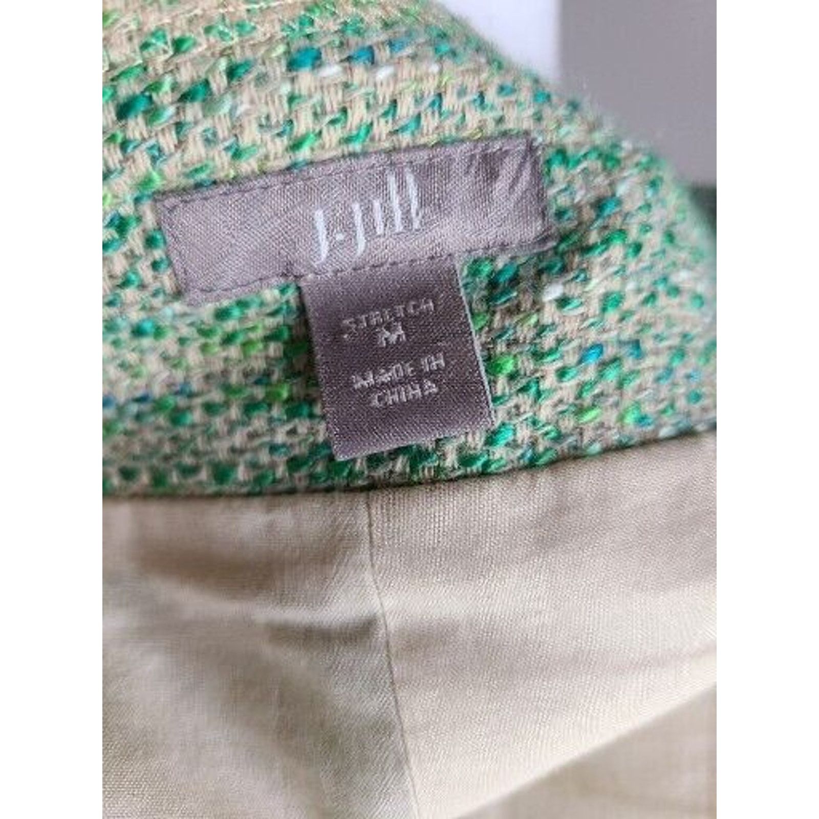 J. Jill J. Jill Women's Blazer No Collar Tweed Zip Jacket Green Size M / US 6-8 / IT 42-44 - 8 Thumbnail