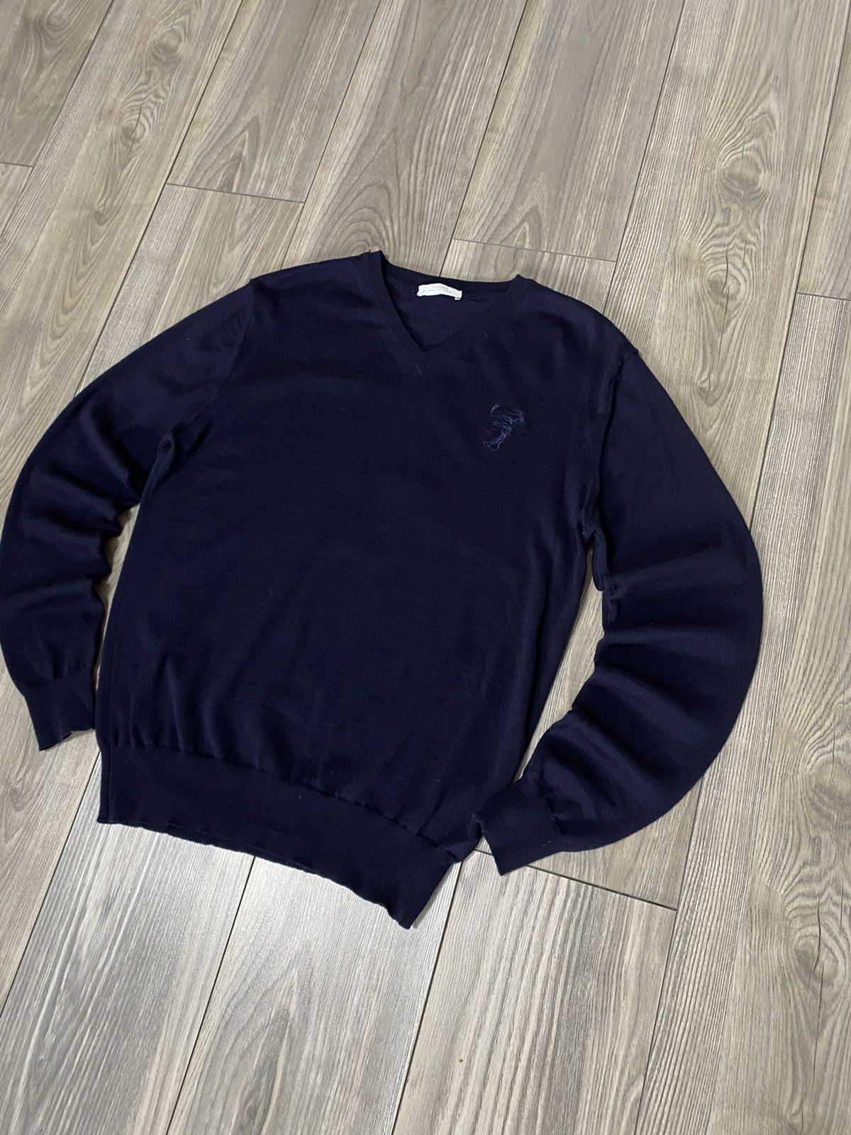 Designer × Versace Vintage Luxury Wool Sweater V-Neck Men’s Size M Size US M / EU 48-50 / 2 - 3 Thumbnail