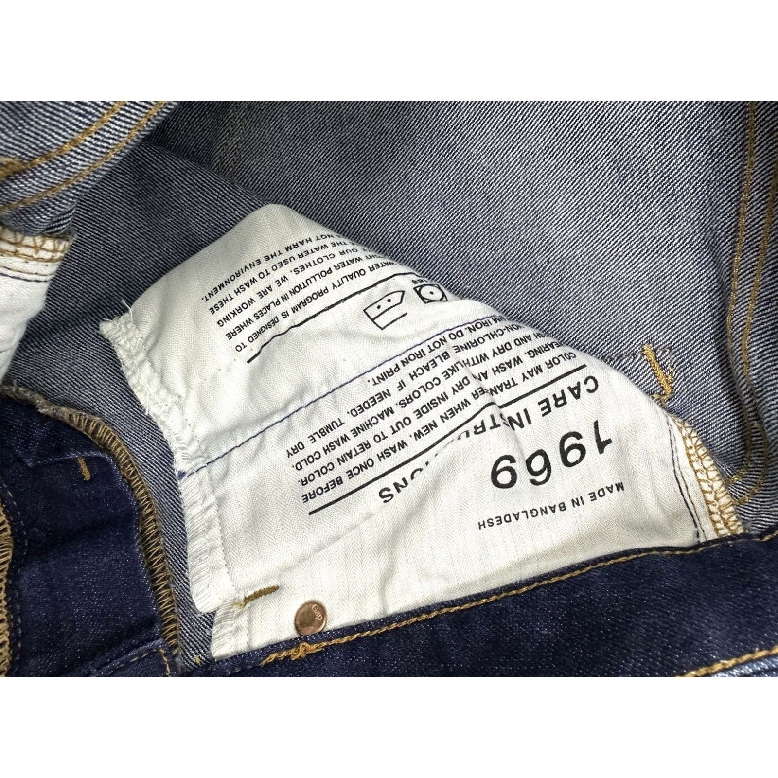 Gap Gap 1969 Womens Straight Jeans Dark Wash Denim 5-Pocket Button 27 Size 27" / US 4 / IT 40 - 5 Thumbnail