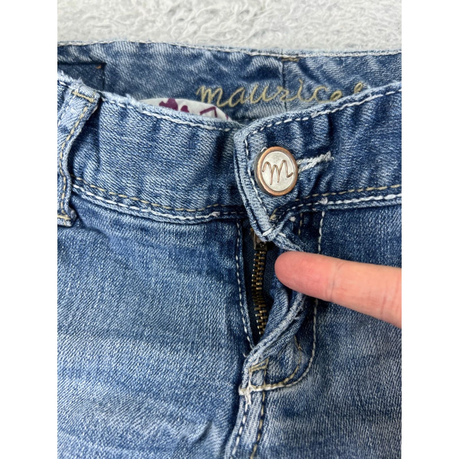 Vintage Maurices Jeans Womens Bootcut Denim Blue Cotton Low Rise 26 in 26x28 5-Pocket Embroidered Regular Stretch Size 25" / US 0 / IT 36 - 5 Thumbnail