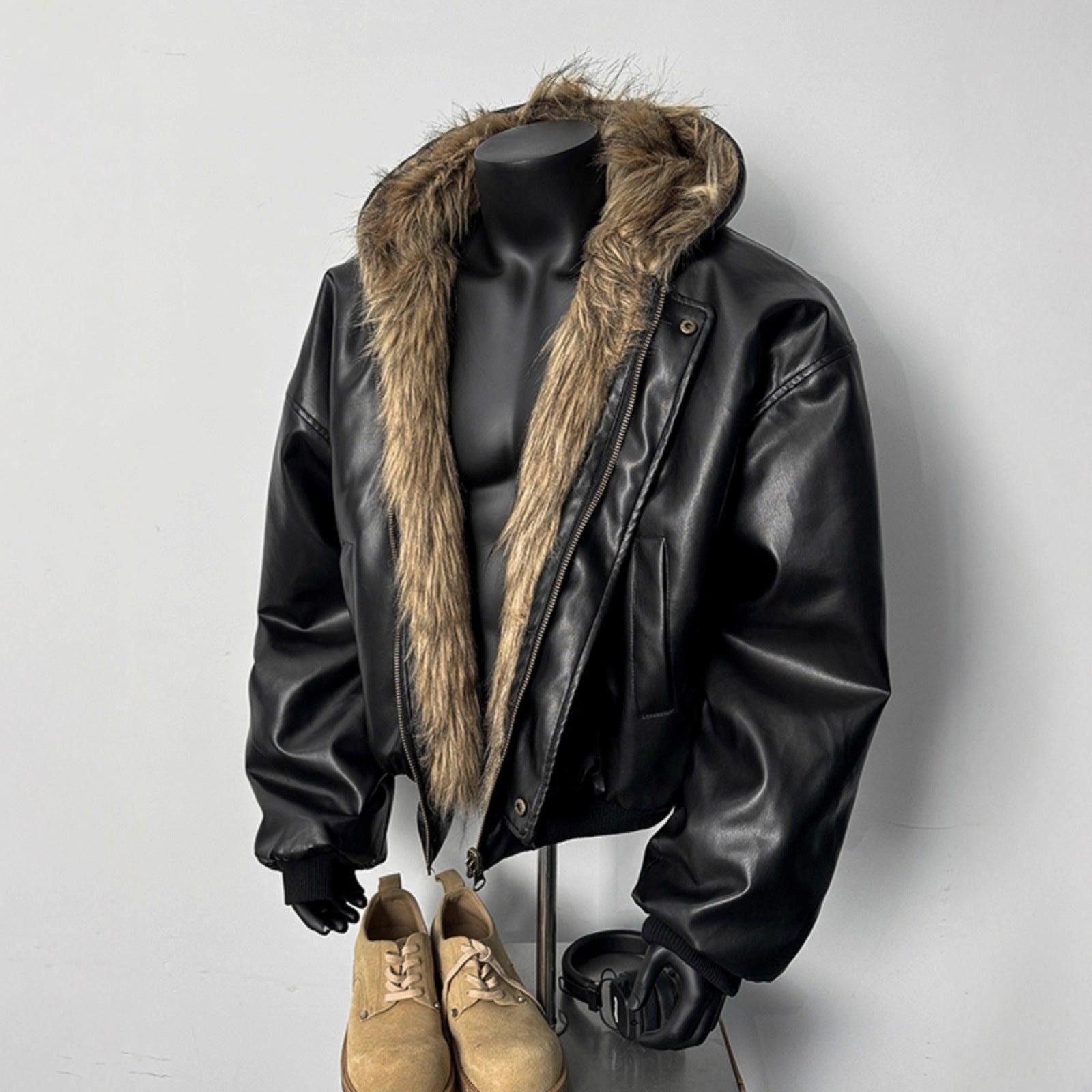 Leather Black Faux Leather Bomber Jacket with Faux Fur Lining Size US L / EU 52-54 / 3 - 4 Thumbnail