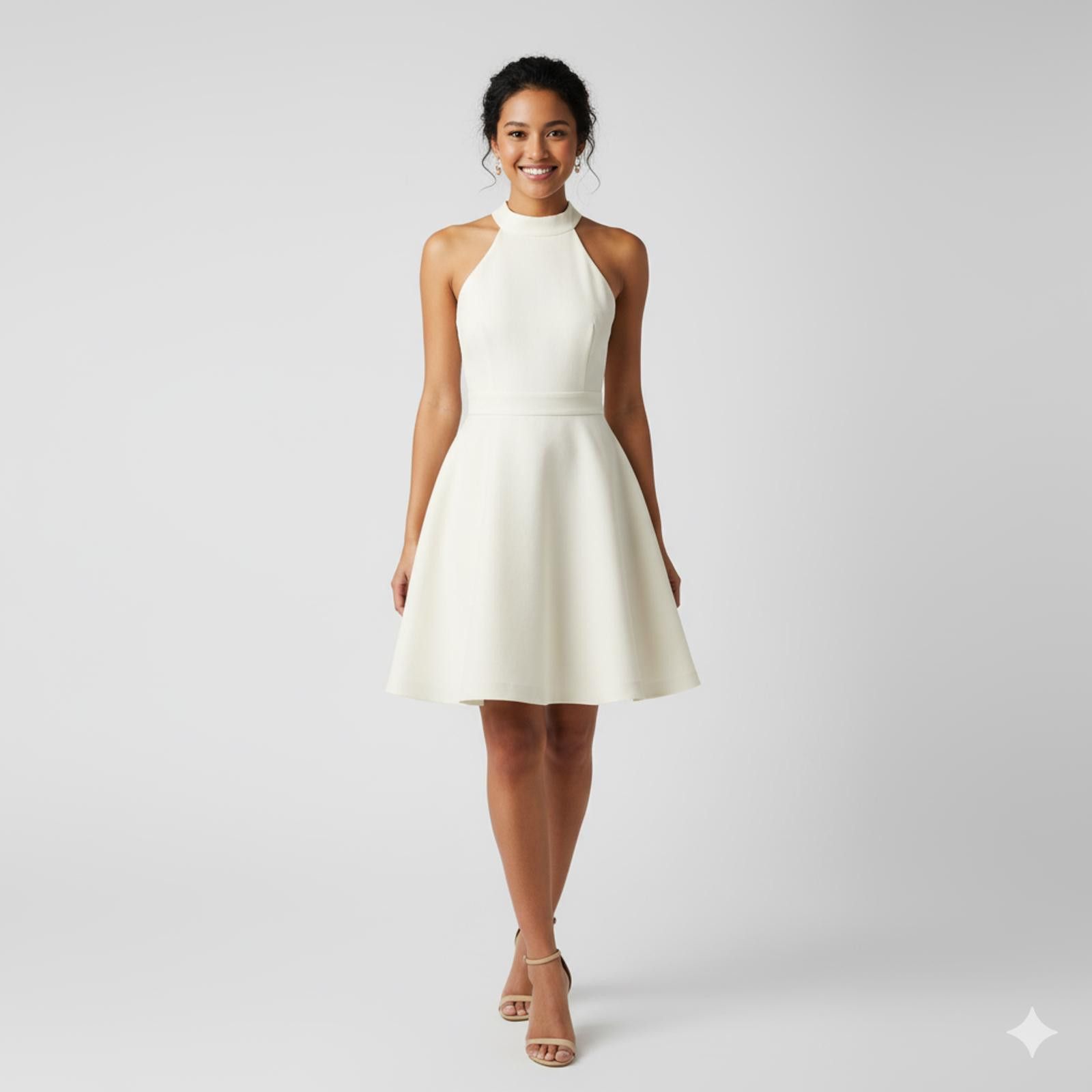 Unknown London Elegant White Halter Neck Dress with Open Back Size S / US 4 / IT 40 - 1 Thumbnail