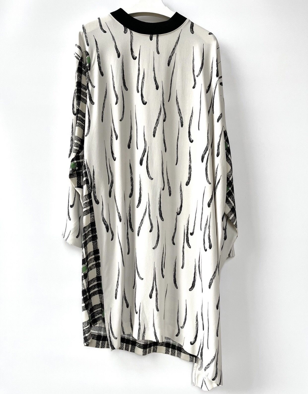 image of Dries Van Noten Hand-Painted Feather Dress in White, Women's (Size XS)