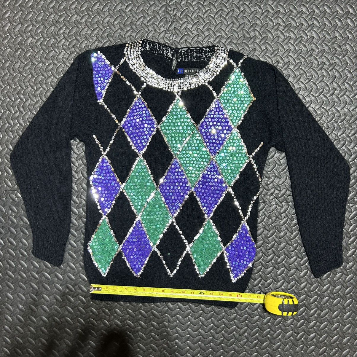 Other IB Diffusion Sweater Argyle Sequin Black Silk 90s Small Size S / US 4 / IT 40 - 6 Thumbnail
