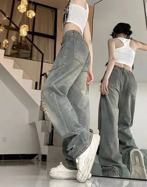 Japanese Brand High street washed yellow mud ripped jeans for women Size 25" / US 0 / IT 36 - 6 Thumbnail