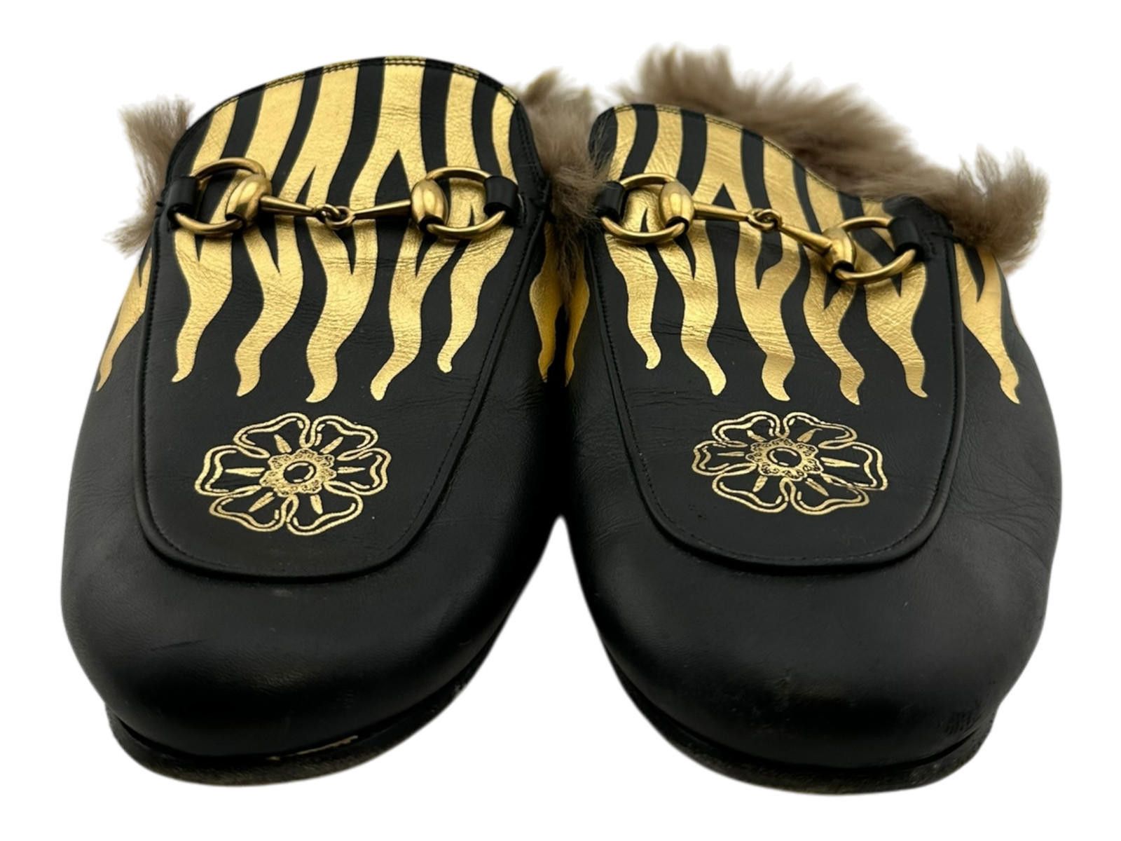 Gucci Gucci Princetown Black Gold Fur Slippers UK 10 Used Size US 10 / EU 43 - 2 Thumbnail