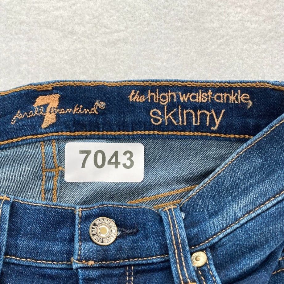 7 For All Mankind 7 For All Mankind Women's 27 Dark Wash Blue Stretch Denim Skinny Ankle Jeans Size 26" / US 2 / IT 38 - 5 Thumbnail