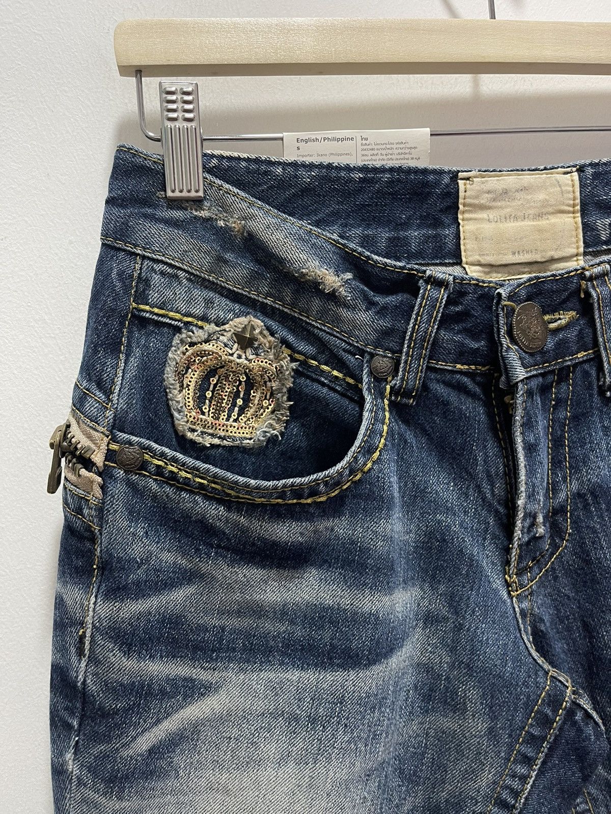Japanese Brand × Vintage VINTAGE LOLITA EMBROIDERY DISTRESSED DENIM JEANS Size 28" / US 6 / IT 42 - 8 Thumbnail