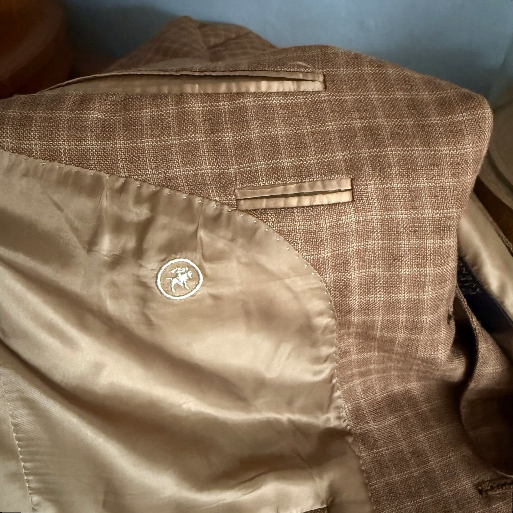 Hart Schaffner Marx Hart Schaffner Marx Blazer Sport Coat Brown Windowpane Plaid Wool Size 42L - Men, Wool, Double-Vented, 2 Button, Notch Lapel, Regular Fit, Vintage? No Size 42R - 7 Thumbnail