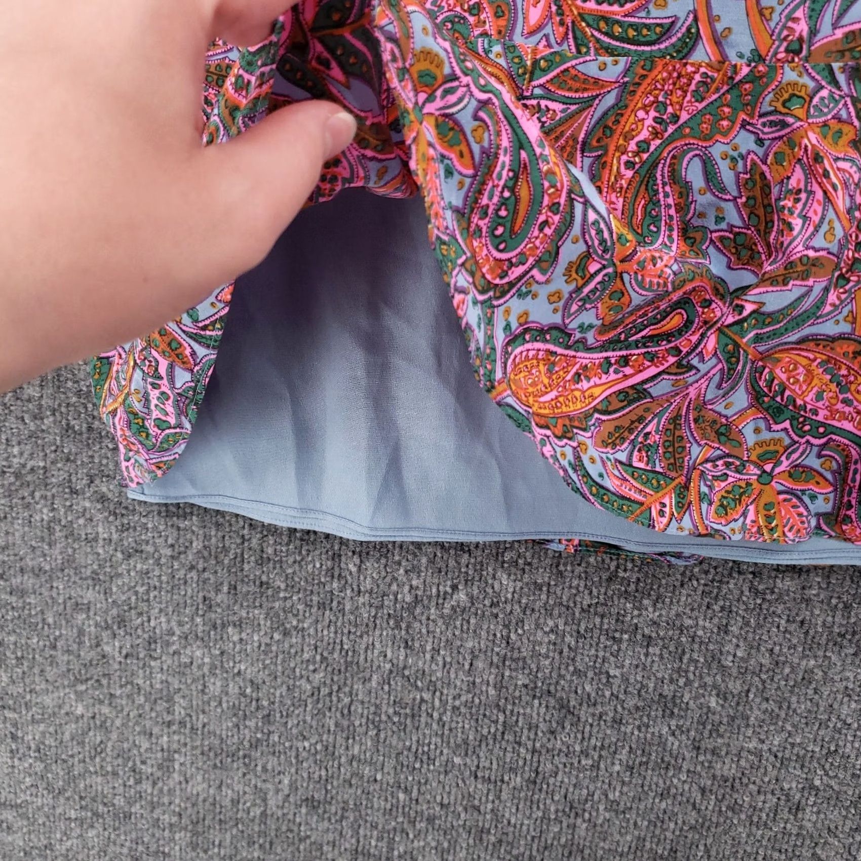 J.Crew J.CREW Dress Womens 2 Pink Orange Paisley Silk Mini Shift Flutter Sleeve Lined Size XS / US 0-2 / IT 36-38 - 3 Thumbnail