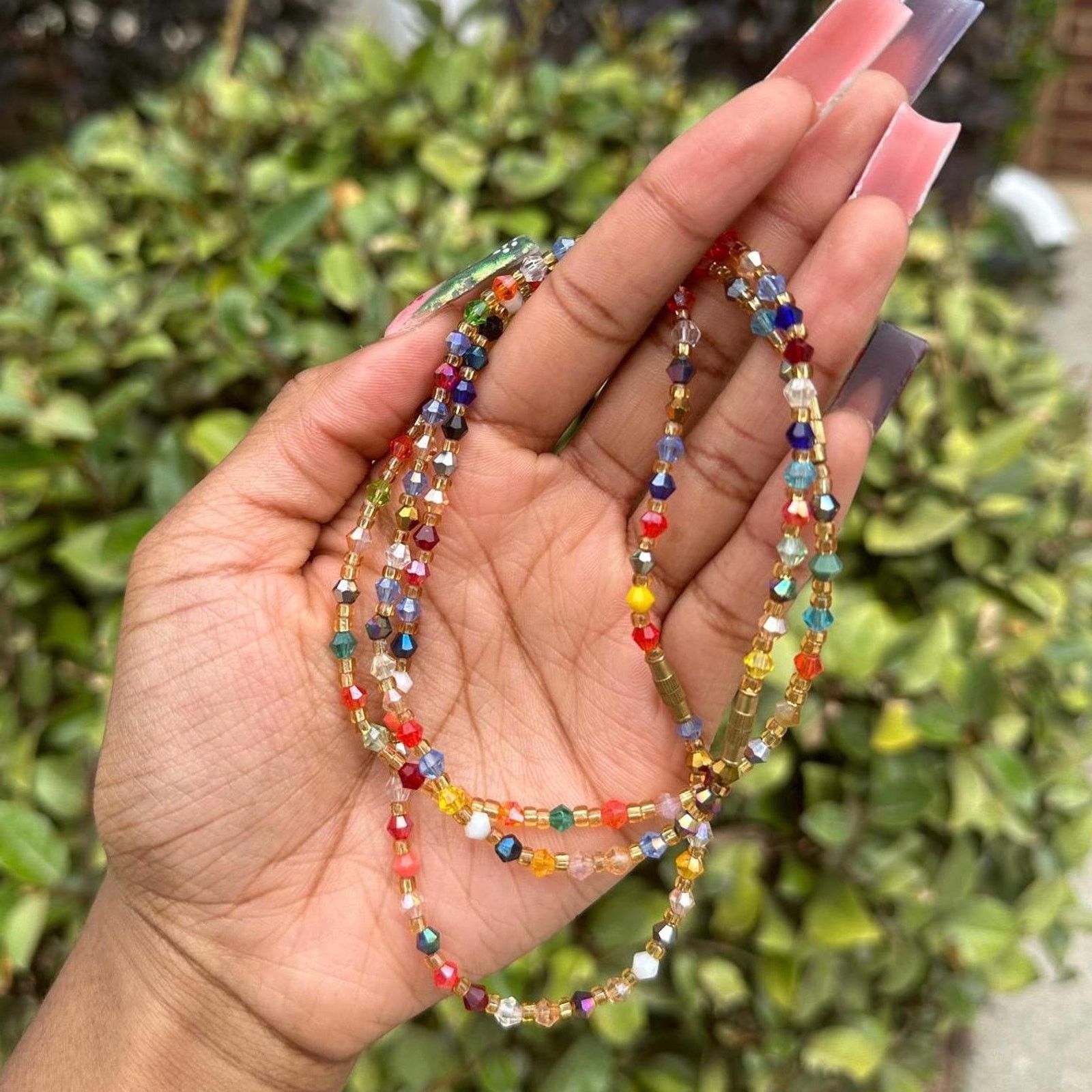 Handmade Small multicolored beaded African anklets from Ghana Size ONE SIZE - 2 Thumbnail