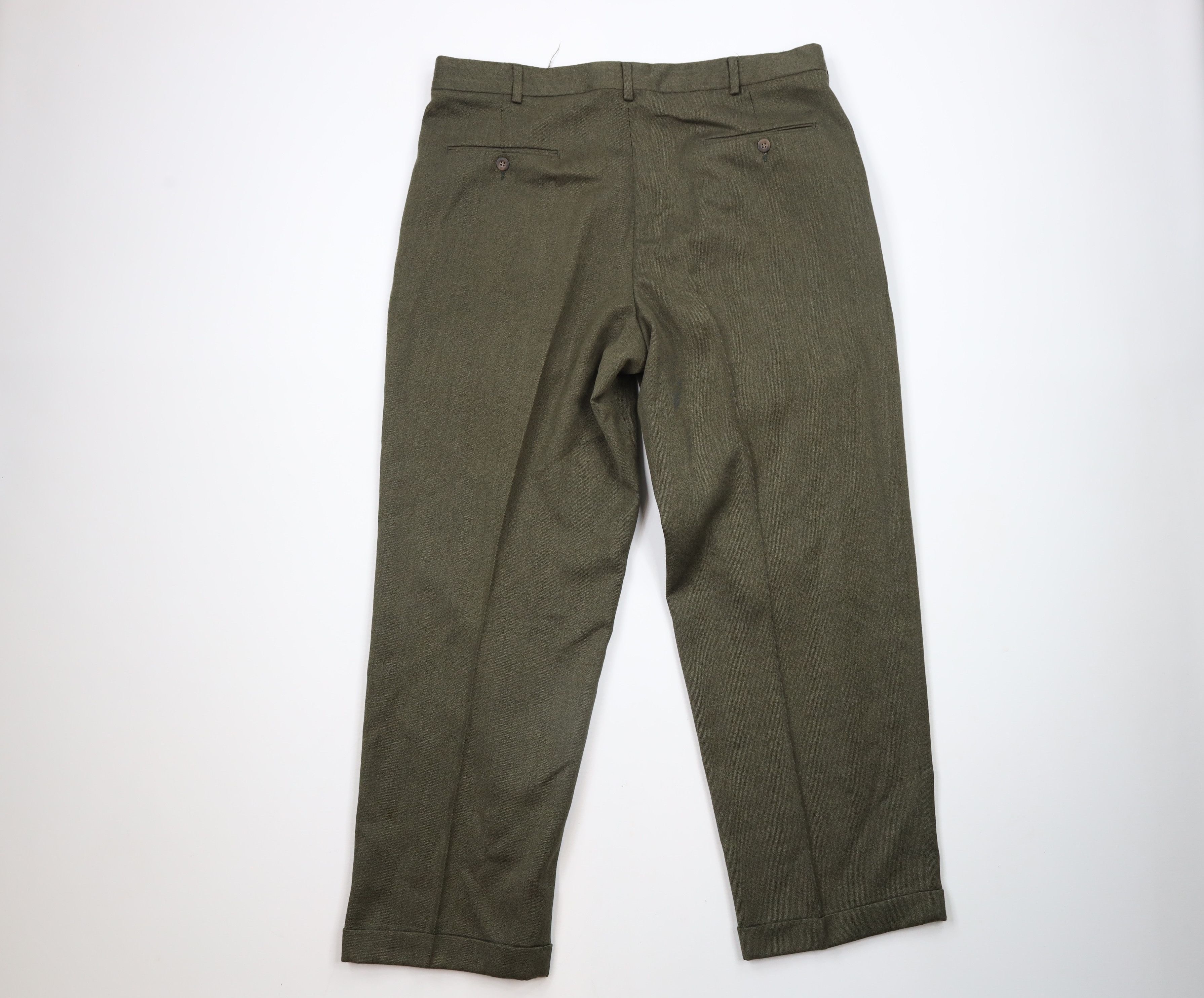 Vintage Vintage 90s Streetwear Pleated Wide Leg Trousers Pants Green Size US 38 / EU 54 - 8 Thumbnail