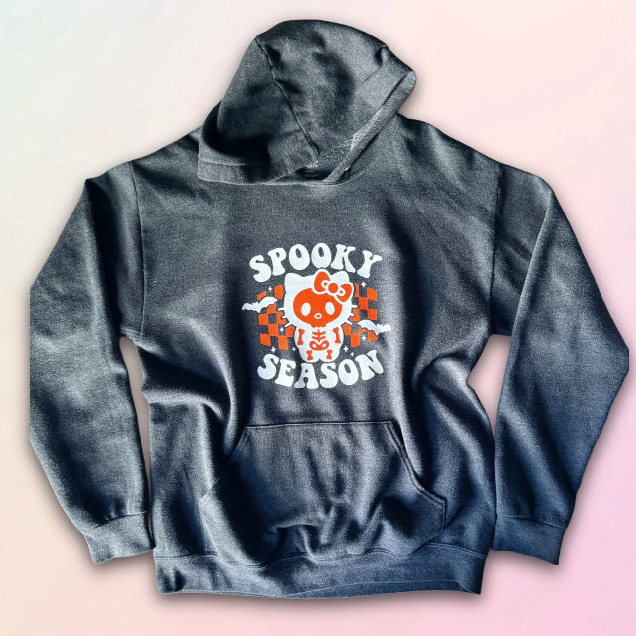 Other Spooky Skeleton Kitty, Reworked Retro Hooded Sweatshirt Size M / US 6-8 / IT 42-44 - 13 Thumbnail