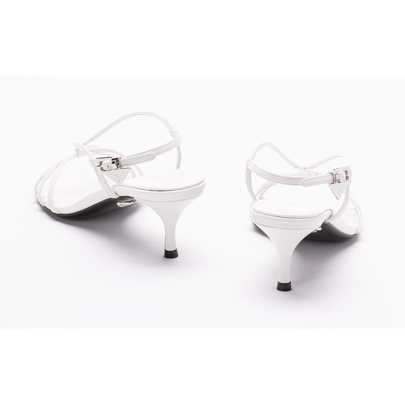 Prada Prada Capretto White Leather Slingback Sandal Kitten Heel 41 Size US 11 / IT 41 - 16 Thumbnail