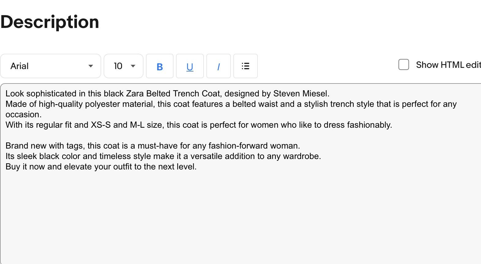 Zara Zara belted trench coat Steven Miesel BNWT BLACK Size US XS / EU 42 / 0 - 8 Thumbnail