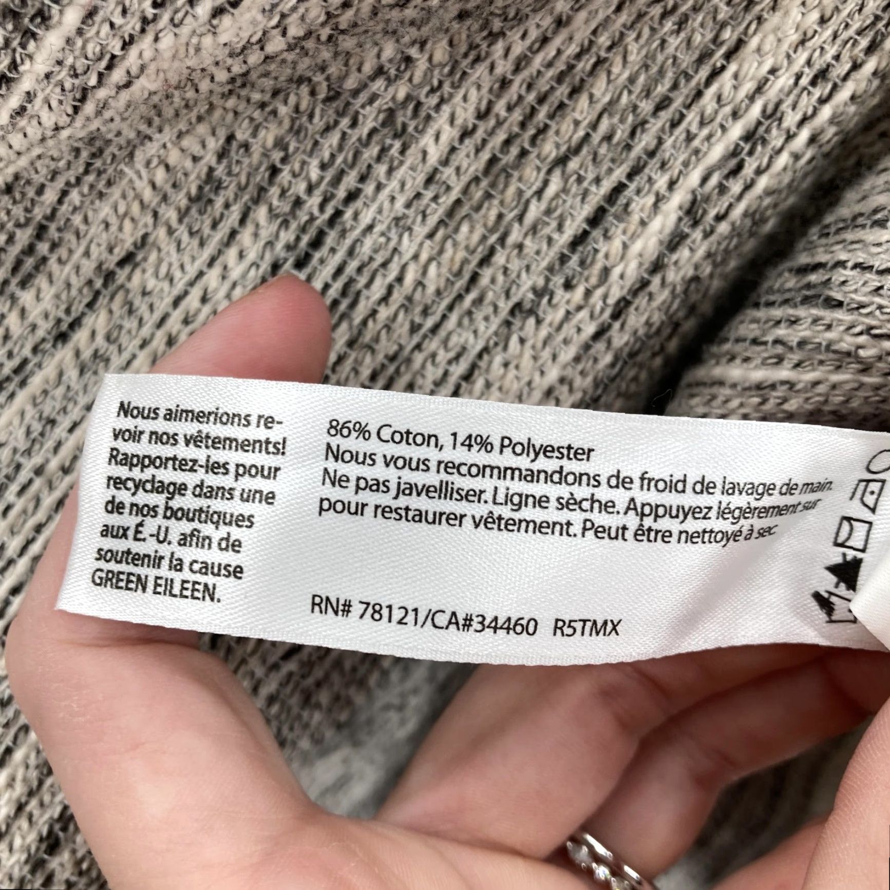 Eileen Fisher VINTAGE Eileen Fisher Coat XS Textured Knit Cotton Blend Snap Front Pockets Gray Striped Overcoat Womens XS Size XS / US 0-2 / IT 36-38 - 5 Thumbnail
