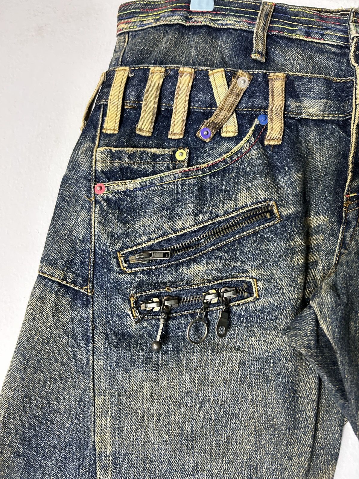 Japanese Brand Breath Mint Double Waist Jeans Sick Faded Bondage Punk Size US 33 - 6 Thumbnail