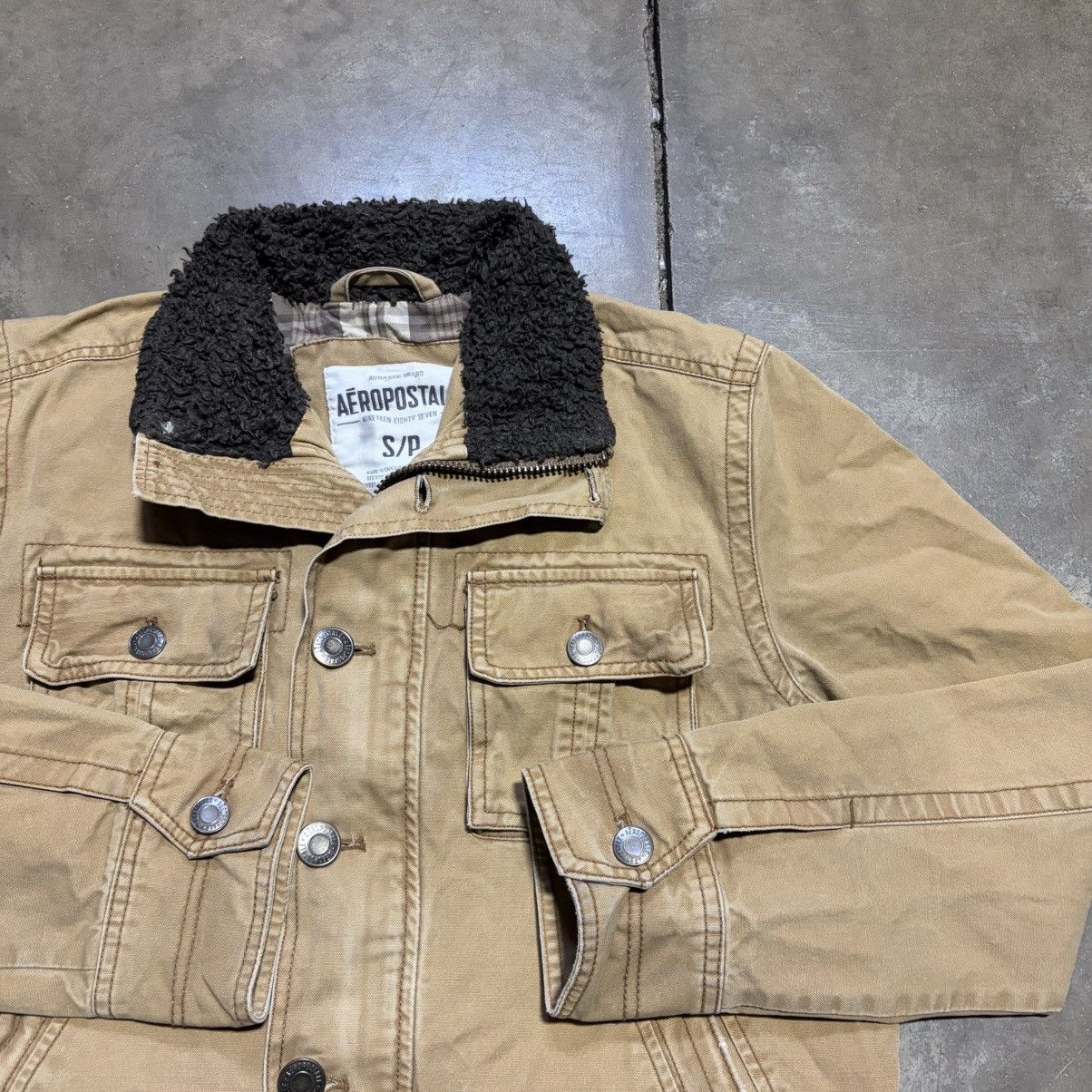 Aeropostale Vintage Aeropostale Canvas Jacket Sherpa Plaid Lined WolfJaw Size US S / EU 44-46 / 1 - 2 Thumbnail