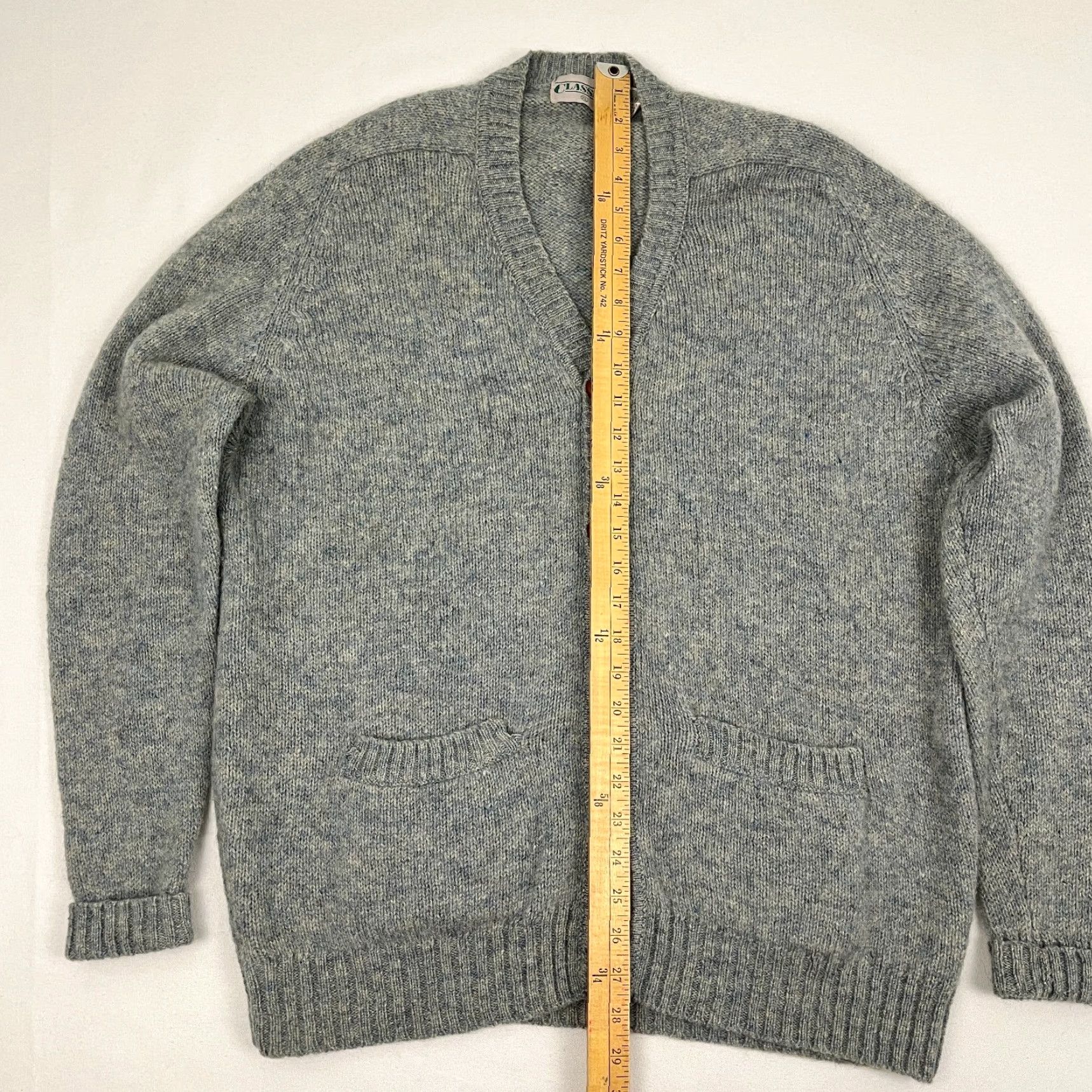 Vintage VTG Classics Cardigan Mens L/XL Blue Gray Pure Wool Grandpa Sweater Jumper 90s Size US XL / EU 56 / 4 - 3 Thumbnail