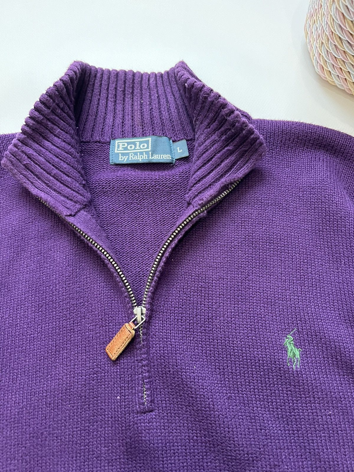 Polo Ralph Lauren Vintage Polo Ralph Lauren 1/4 Zip Sweater Purple Large Size US L / EU 52-54 / 3 - 3 Thumbnail