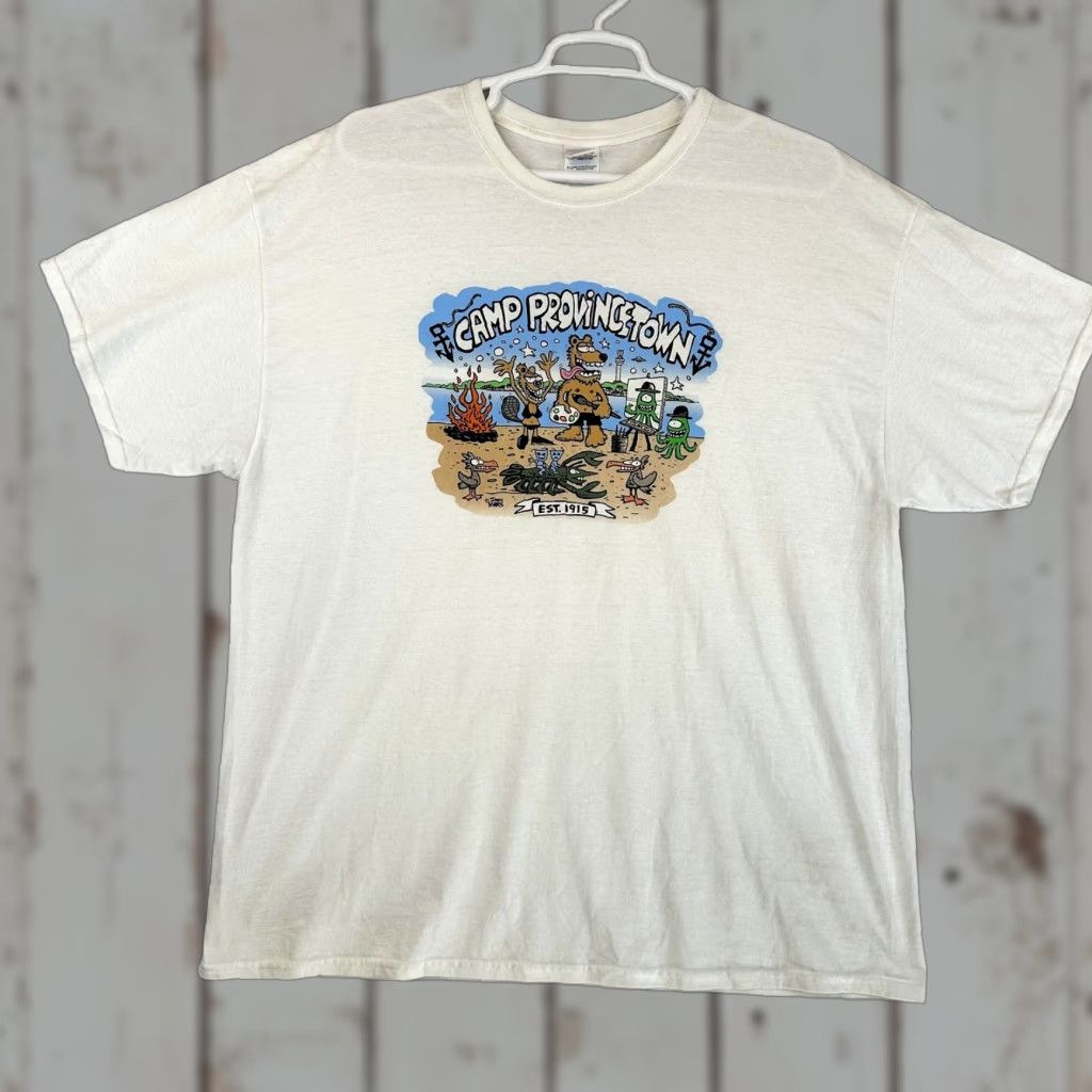 Gildan Camp Provincetown Shirt Mens 2XL White Joey Mars Cartoon Graphic Beach Tee Art Size US XXL / EU 58 / 5 - 1 Thumbnail