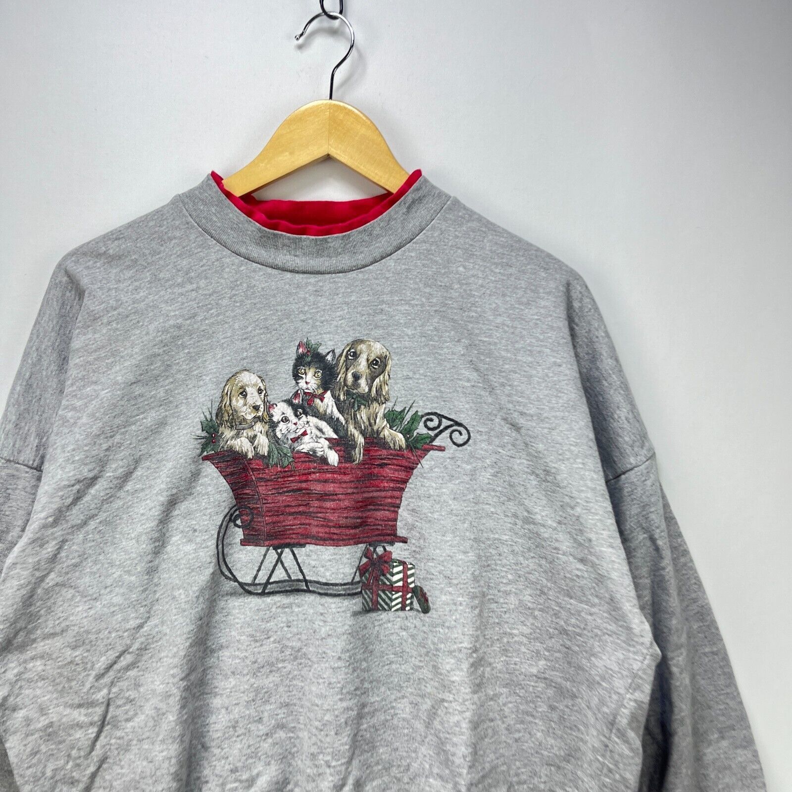 Vintage Vintage 90s Dog Cat Animal Christmas Cute Sweatshirt Large Size US XL / EU 56 / 4 - 3 Thumbnail