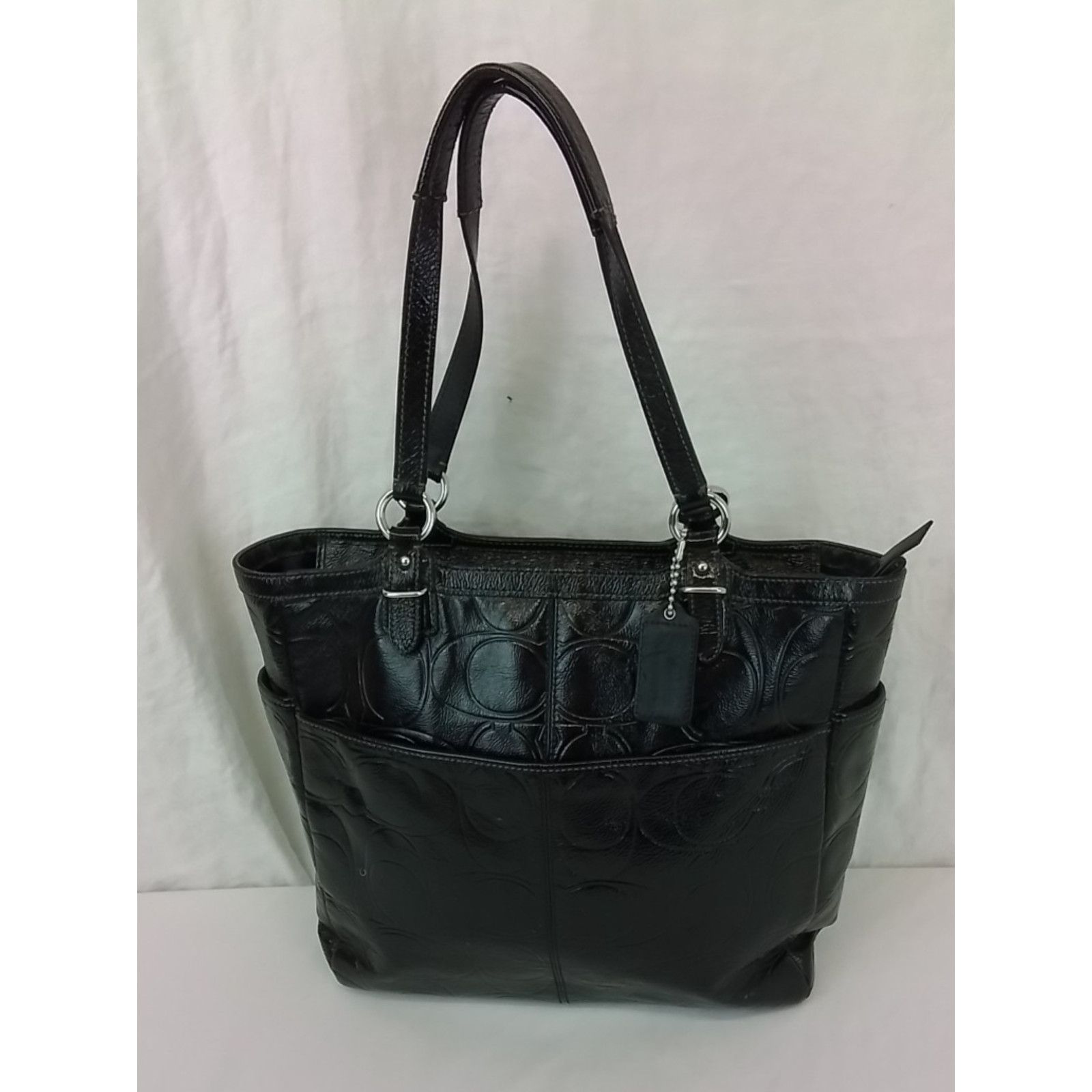 Coach Coach Gallery Tote Bag Black Patent Leather Signature C Size ONE SIZE - 4 Thumbnail