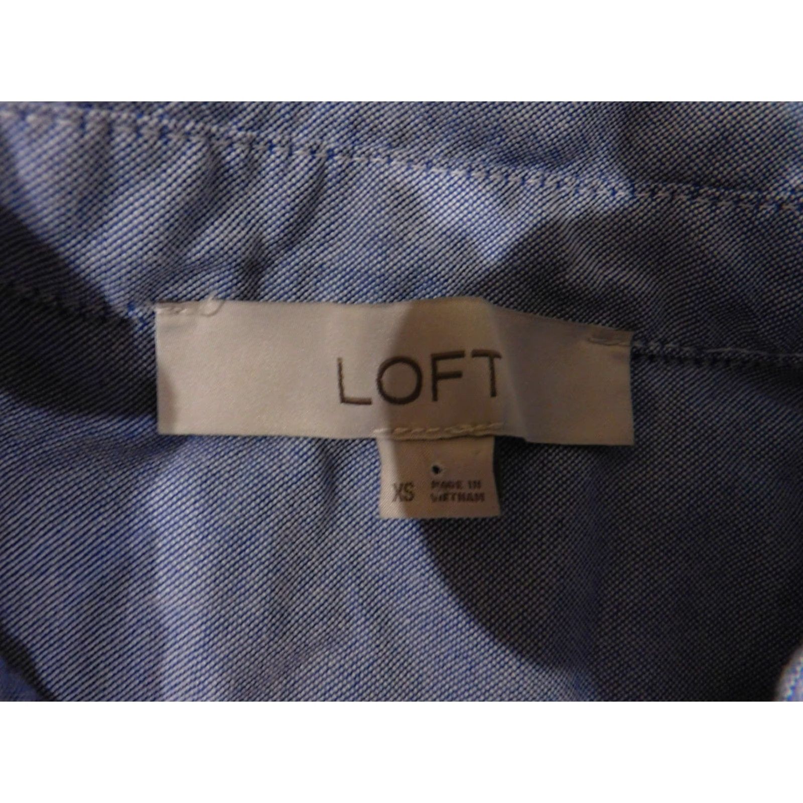 Loft LOFT Button-Up Shirt Womens XS Blue Long Sleeve 100 Percent Cotton Casual Size XS / US 0-2 / IT 36-38 - 5 Thumbnail