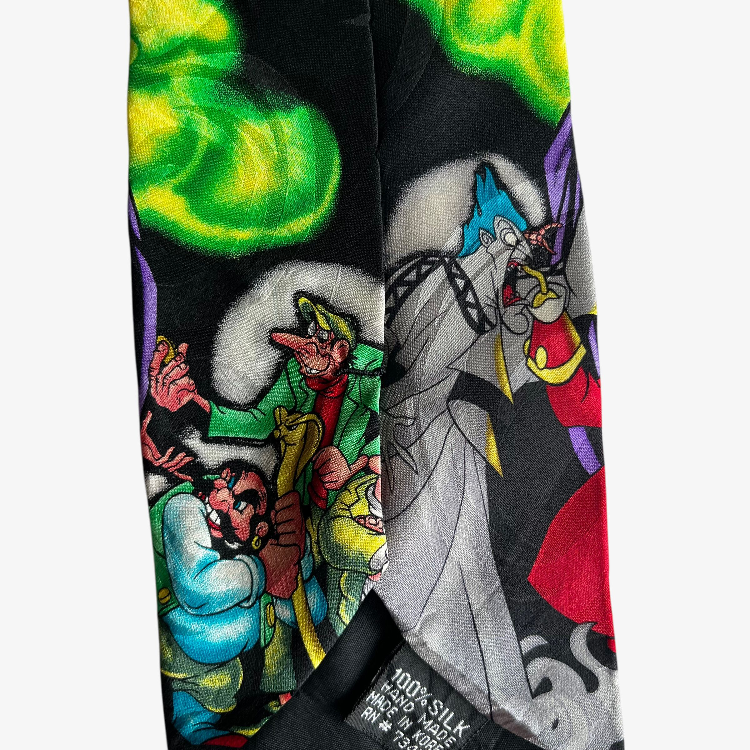 Disney Vintage 90s Disney Villain Print Black Silk Tie Size ONE SIZE - 4 Thumbnail