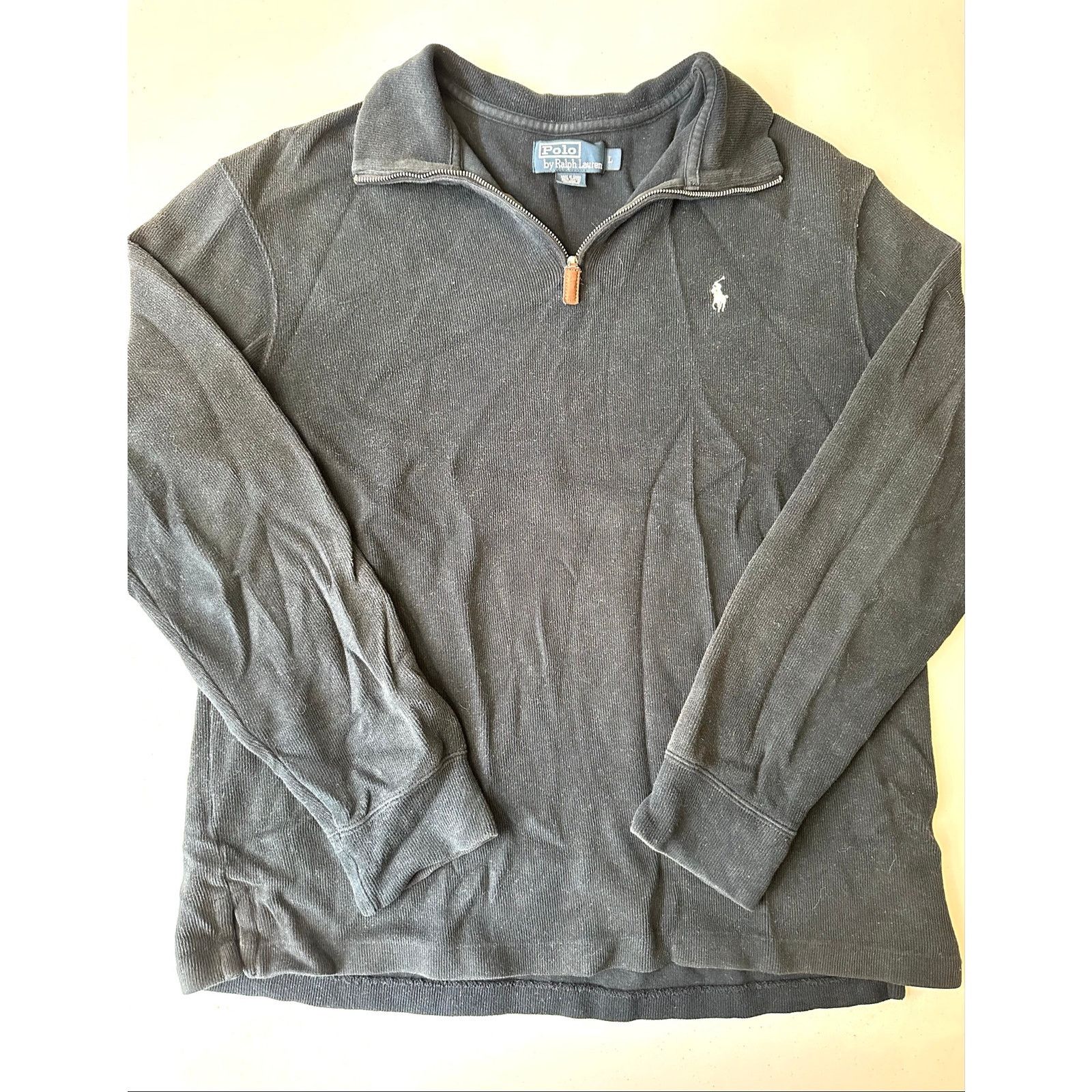 Polo Ralph Lauren Vintage Polo Ralph Lauren Rib Quarter Zip Sweater Gray L Size US L / EU 52-54 / 3 - 1 Thumbnail