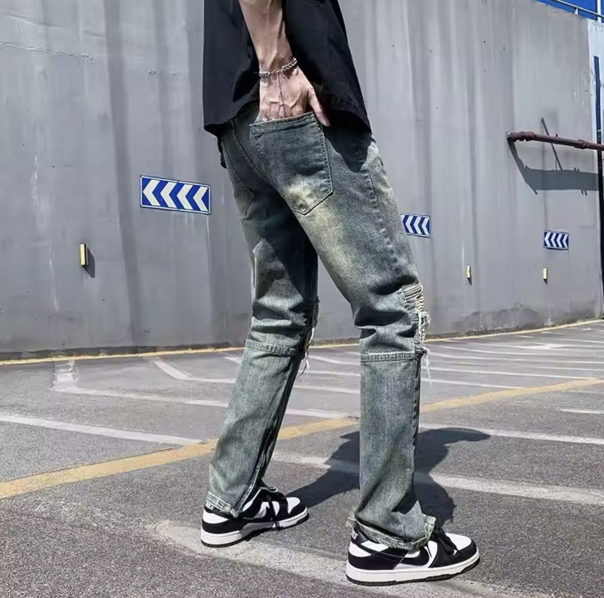Japanese Brand Y2K Fashion Stretch Slim Ripped Jeans Size US 32 / EU 48 - 2 Thumbnail