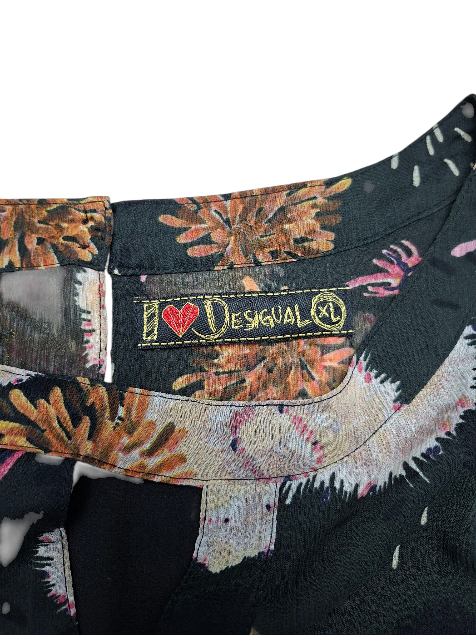 Desigual DESIGUAL Black Floral Blouse XL Long Sleeve Size XL / US 12-14 / IT 48-50 - 5 Thumbnail