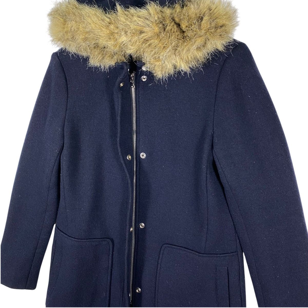 Brooks Brothers Brooks Brothers Red Fleece Wool Coat, Navy Blue Faux Fur Size XS / US 0-2 / IT 36-38 - 6 Thumbnail