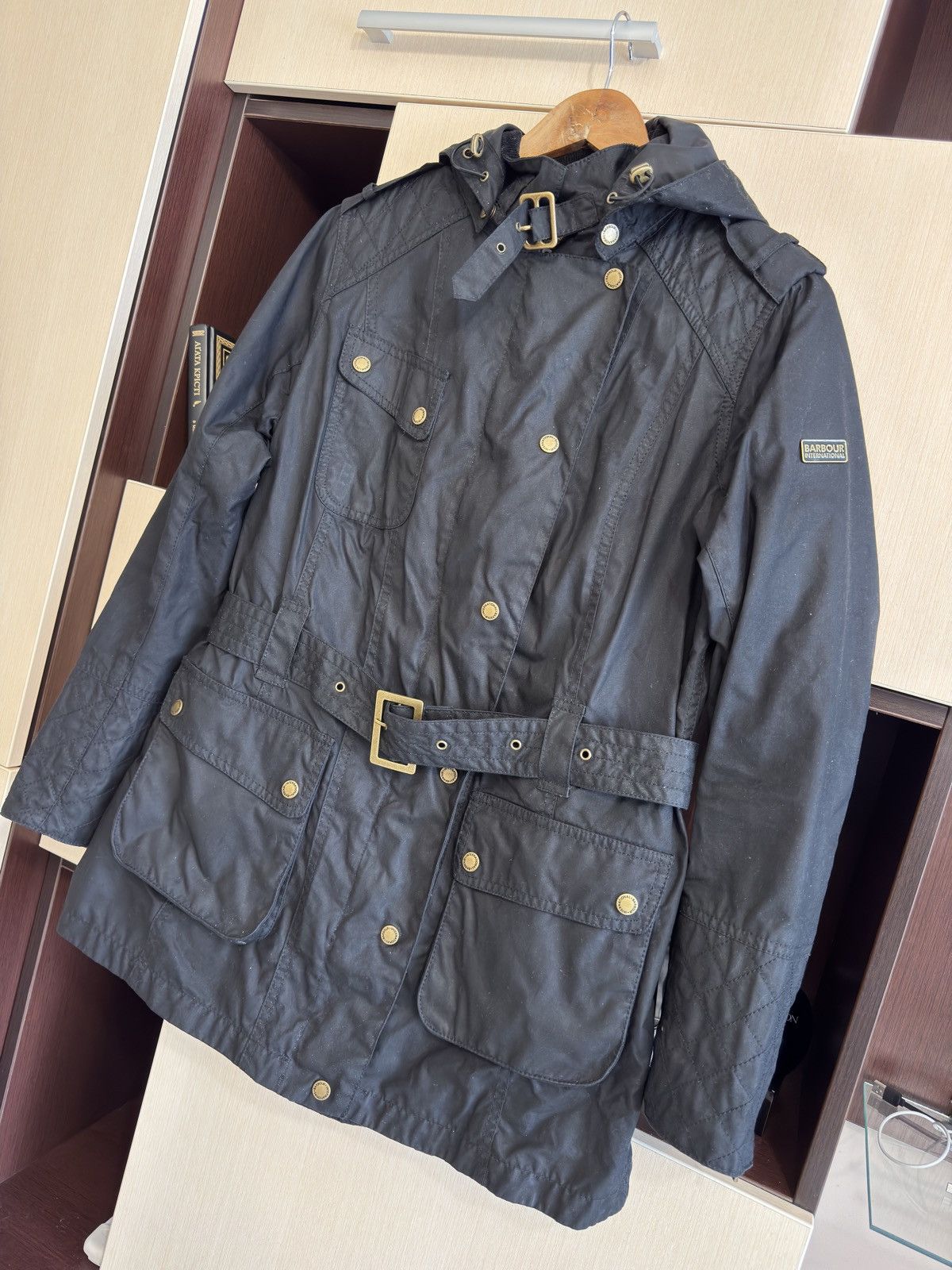Barbour Barbour International Hairpin Hooded Wax Women’s Jacket Size L / US 10 / IT 46 - 3 Thumbnail
