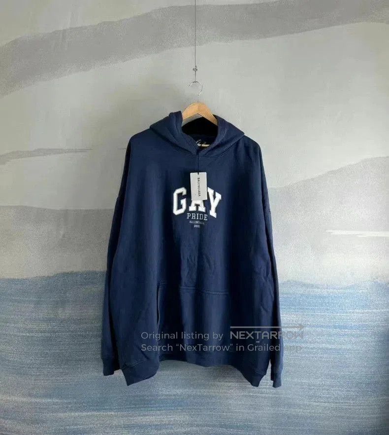 Balenciaga Balenciaga Blue GAY Embroidered Hoodie. Size US M / EU 48-50 / 2 - 1 Thumbnail