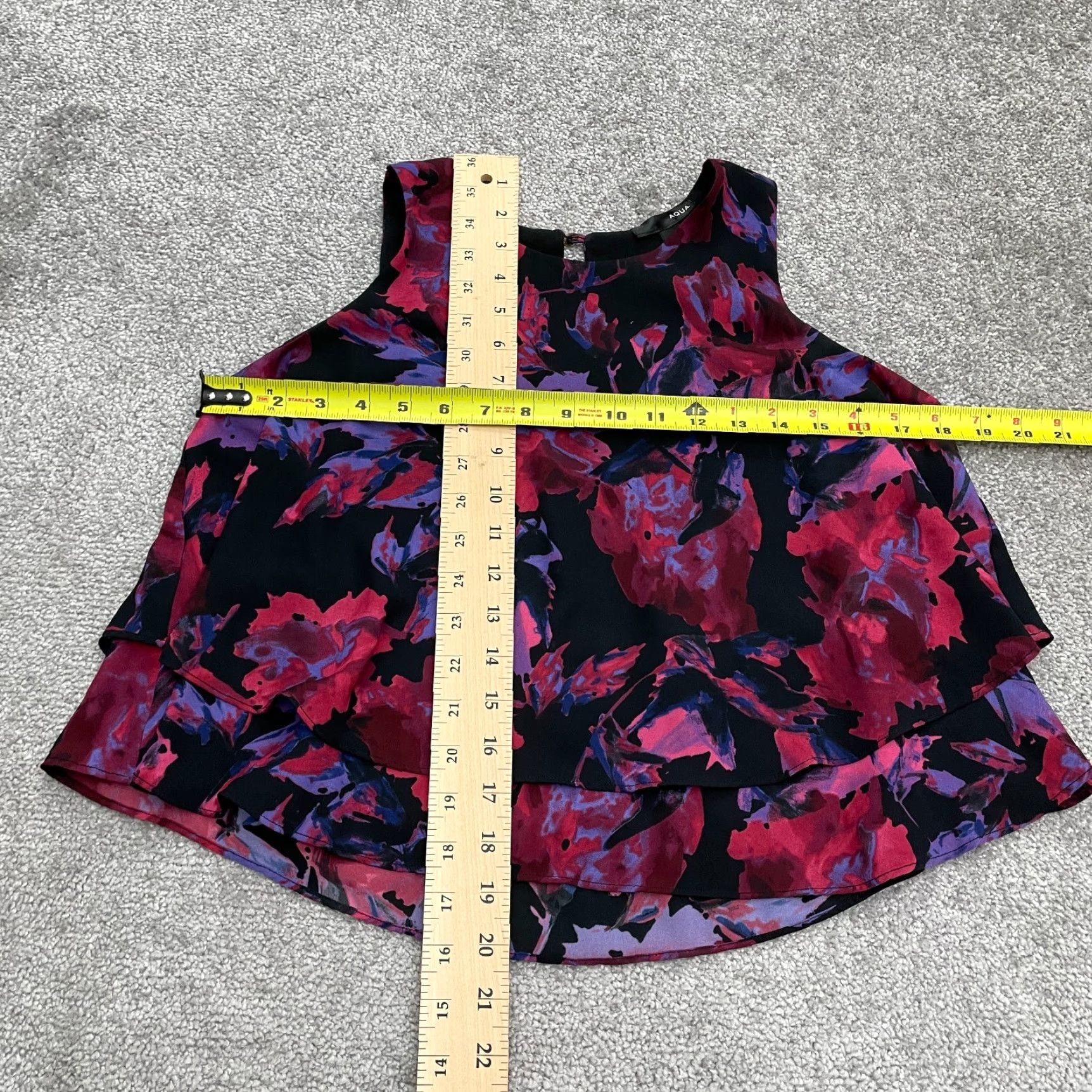 AQUA Aqua By Bloomingdale's Blouse Womens XS Multicolor Floral Sleeveless Layered Top Size XS / US 0-2 / IT 36-38 - 6 Thumbnail